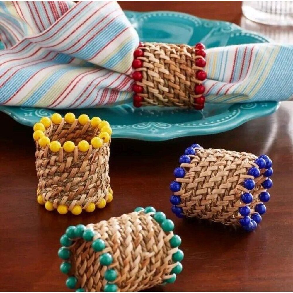 The Pioneer Woman Rattan Napkin Rings, Natural, 2" x 2", Set‎ of 4